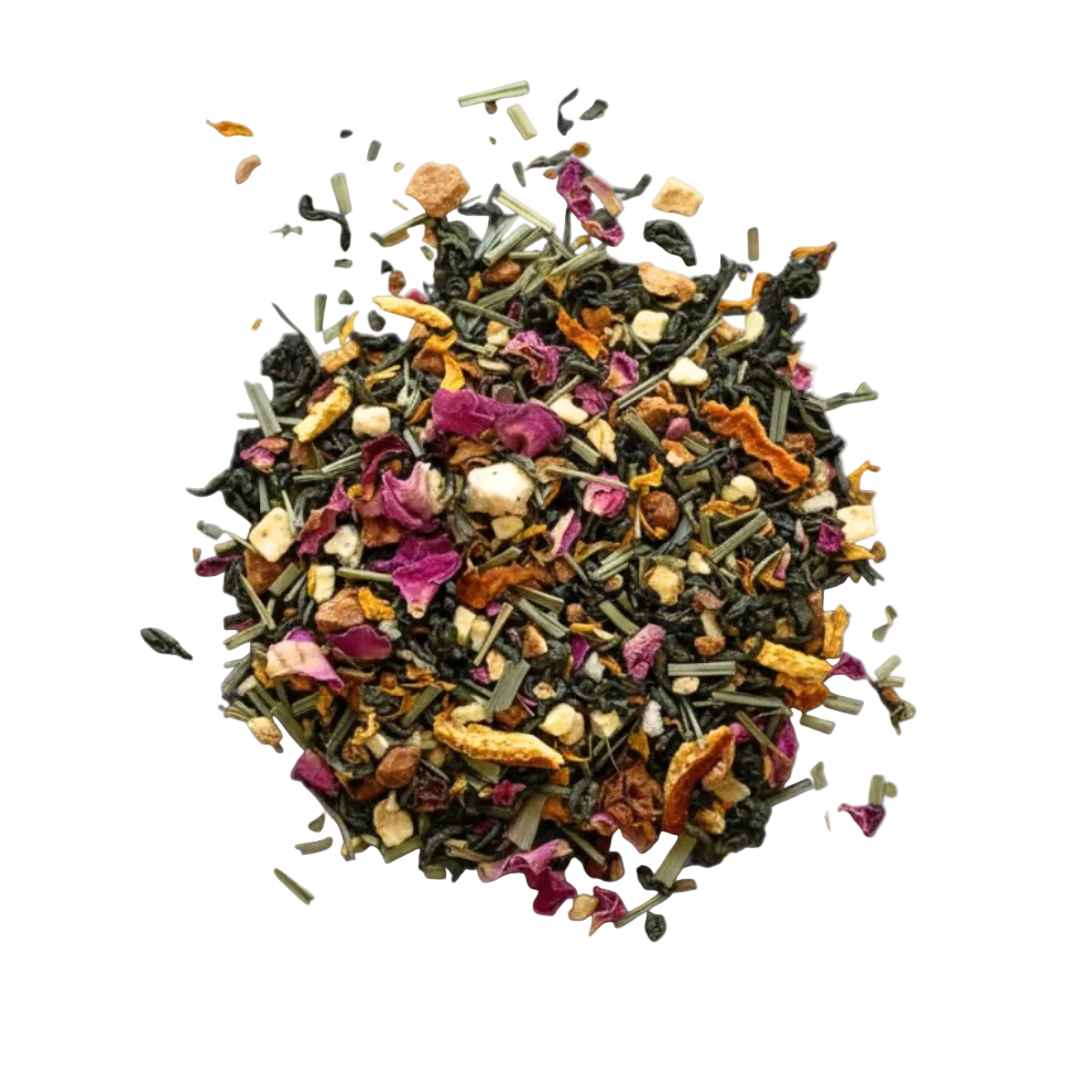 Green Dragon Mist loose-leaf green tea with apple, citrus, and calendula