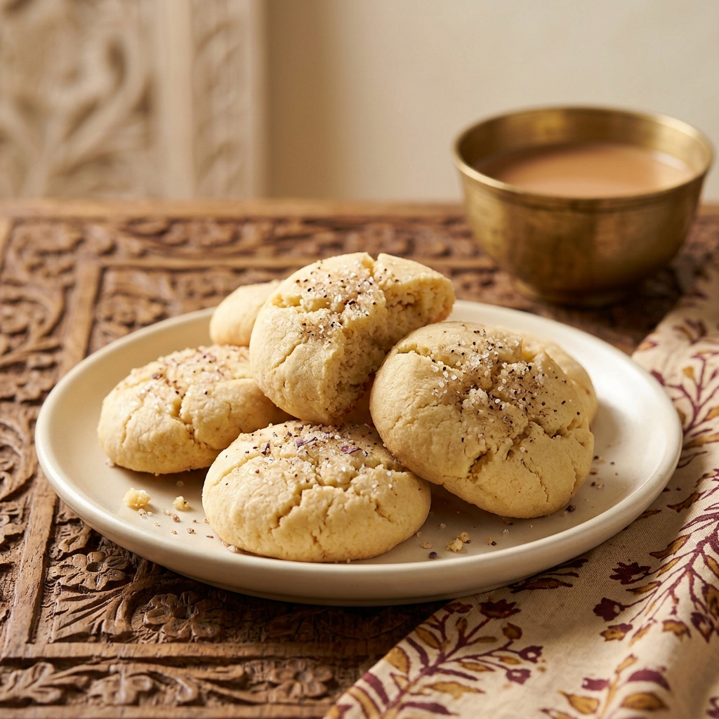 Chai spice sugar cookies with an Indian-inspired table and background