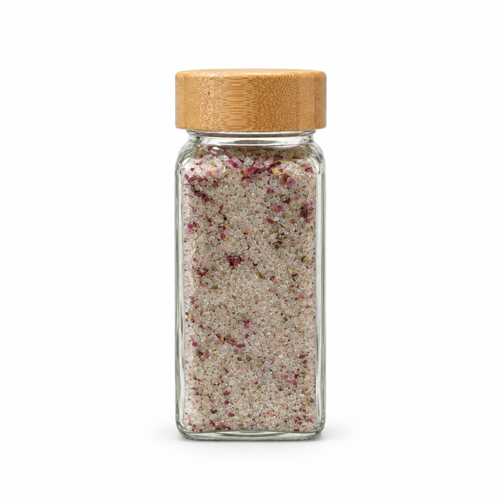 Rose Sugar with Cardamom back with mixed crystal sizes